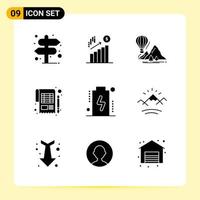 9 Creative Icons for Modern website design and responsive mobile apps 9 Glyph Symbols Signs on White Background 9 Icon Pack Creative Black Icon vector background