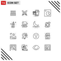 16 Creative Icons Modern Signs and Symbols of flame wireframe shopping pie shop Editable Vector Design Elements