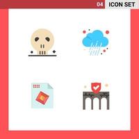 Group of 4 Flat Icons Signs and Symbols for bones processing skull prediction building Editable Vector Design Elements