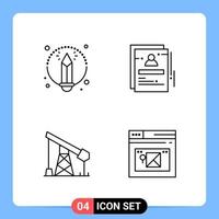 4 Line Black Icon Pack Outline Symbols for Mobile Apps isolated on white background 4 Icons Set Creative Black Icon vector background