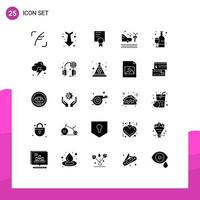 Modern Set of 25 Solid Glyphs and symbols such as alcoholic shopping certificate crash bicycle Editable Vector Design Elements