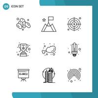 Vector Pack of 9 Outline Symbols Line Style Icon Set on White Background for Web and Mobile Creative Black Icon vector background