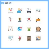Universal Icon Symbols Group of 16 Modern Flat Colors of drink network people computer room Editable Pack of Creative Vector Design Elements