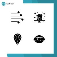 Set of 4 Modern UI Icons Symbols Signs for air location weather home user Editable Vector Design Elements