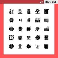 Set of 25 Modern UI Icons Symbols Signs for place business player banking heart Editable Vector Design Elements