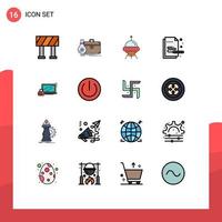 Universal Icon Symbols Group of 16 Modern Flat Color Filled Lines of padlock pen space painting creative Editable Creative Vector Design Elements