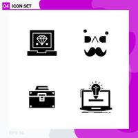 Solid Icon set Pack of 4 Glyph Icons isolated on White Background for Web Print and Mobile Creative Black Icon vector background