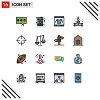 Universal Icon Symbols Group of 16 Modern Flat Color Filled Lines of sign temperature business plumbing pipe Editable Creative Vector Design Elements