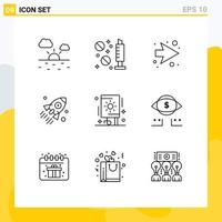 Universal Icon Symbols Group of 9 Modern Outlines of fireworks celebration next project business Editable Vector Design Elements