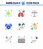 Novel Coronavirus 2019nCoV 9 Flat Color icon pack  hands water test drop tubes viral coronavirus 2019nov disease Vector Design Elements