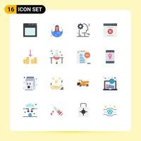 16 Universal Flat Colors Set for Web and Mobile Applications laboratory research money gear cashing wrong Editable Pack of Creative Vector Design Elements