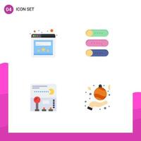 4 Flat Icon concept for Websites Mobile and Apps browser fun setting on off ball Editable Vector Design Elements