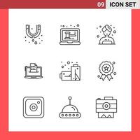 9 Icon Pack Line Style Outline Symbols on White Background Simple Signs for general designing Creative Black Icon vector background