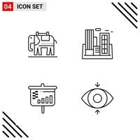 Pixle Perfect Set of 4 Line Icons Outline Icon Set for Webite Designing and Mobile Applications Interface Creative Black Icon vector background