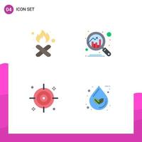 Pictogram Set of 4 Simple Flat Icons of burn office pollution chart drop Editable Vector Design Elements