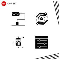 Collection of 4 Vector Icons in solid style Pixle Perfect Glyph Symbols for Web and Mobile Solid Icon Signs on White Background 4 Icons Creative Black Icon vector background