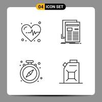 4 Black Icon Pack Outline Symbols Signs for Responsive designs on white background 4 Icons Set Creative Black Icon vector background