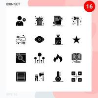 paquete de iconos de vector de stock de 16 signos y símbolos de línea para elementos de diseño de vector editables de celebración de vacaciones de archivo de cadena de enlace