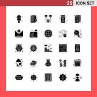 Mobile Interface Solid Glyph Set of 25 Pictograms of management document sharing business mobile Editable Vector Design Elements