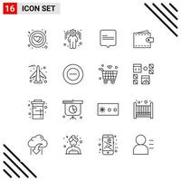conjunto perfecto de píxeles de 16 iconos de línea conjunto de iconos de esquema para el diseño de sitios web y la interfaz de aplicaciones móviles fondo de vector de icono negro creativo