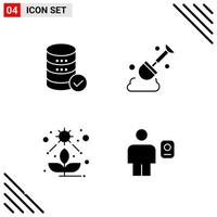 conjunto perfecto de píxeles de 4 iconos sólidos conjunto de iconos de glifo para el diseño de sitios web y la interfaz de aplicaciones móviles fondo de vector de icono negro creativo