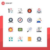 Flat Color Pack of 16 Universal Symbols of map internet research development details Editable Pack of Creative Vector Design Elements