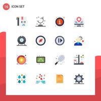 Flat Color Pack of 16 Universal Symbols of map internet research development details Editable Pack of Creative Vector Design Elements