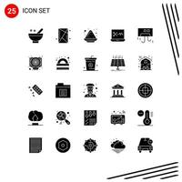 Editable Vector Line Pack of 25 Simple Solid Glyphs of digital audio editor audio editing games powder color Editable Vector Design Elements