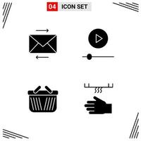 4 Icons Solid Style Grid Based Creative Glyph Symbols for Website Design Simple Solid Icon Signs Isolated on White Background 4 Icon Set Creative Black Icon vector background