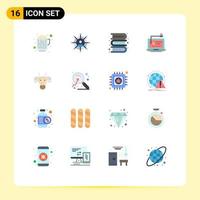 16 Thematic Vector Flat Colors and Editable Symbols of animals laptop education key computer Editable Pack of Creative Vector Design Elements