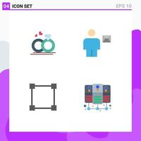 Set of 4 Commercial Flat Icons pack for ring path love envelope rectangle Editable Vector Design Elements