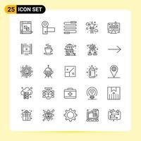 25 Creative Icons for Modern website design and responsive mobile apps 25 Outline Symbols Signs on White Background 25 Icon Pack Creative Black Icon vector background