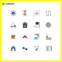 Universal Icon Symbols Group of 16 Modern Flat Colors of jewelry fashion first chain research Editable Pack of Creative Vector Design Elements