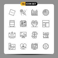 16 Black Icon Pack Outline Symbols Signs for Responsive designs on white background 16 Icons Set Creative Black Icon vector background