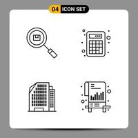 4 Black Icon Pack Outline Symbols Signs for Responsive designs on white background 4 Icons Set Creative Black Icon vector background