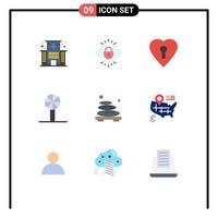 conjunto de 9 iconos de interfaz de usuario modernos signos de símbolos para elementos de diseño vectorial editables de sonajero de bebé de bloqueo de traqueteo caliente vector