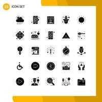 25 Universal Solid Glyphs Set for Web and Mobile Applications sunset sun testing plant grow Editable Vector Design Elements