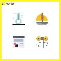 Pictogram Set of 4 Simple Flat Icons of temperature page beach browser big Editable Vector Design Elements