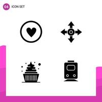 conjunto de iconos de glifo paquete de 4 iconos sólidos aislados en fondo blanco para el diseño de sitios web receptivos, impresión y aplicaciones móviles, fondo de vector de icono negro creativo