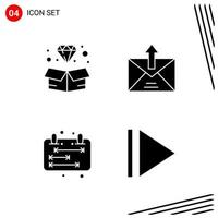 Collection of 4 Vector Icons in solid style Pixle Perfect Glyph Symbols for Web and Mobile Solid Icon Signs on White Background 4 Icons Creative Black Icon vector background