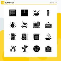 Collection of 16 Universal Solid Icons Icon Set for Web and Mobile Creative Black Icon vector background