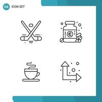 Vector Pack of 4 Outline Symbols Line Style Icon Set on White Background for Web and Mobile Creative Black Icon vector background