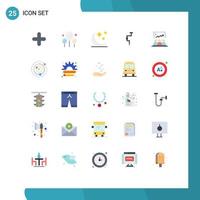 Mobile Interface Flat Color Set of 25 Pictograms of user presentation moon well tool Editable Vector Design Elements