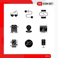 9 Universal Solid Glyphs Set for Web and Mobile Applications navigation browse conversation transport bus Editable Vector Design Elements