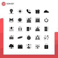 Solid Glyph Pack of 25 Universal Symbols of landscape easter target egg basket Editable Vector Design Elements