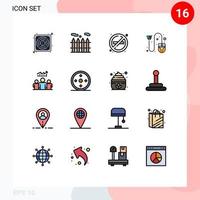16 Universal Flat Color Filled Line Signs Symbols of chart user no smoke group mouse Editable Creative Vector Design Elements