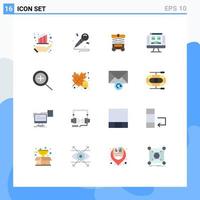 Modern Set of 16 Flat Colors and symbols such as zoom screen lift monitor gallery Editable Pack of Creative Vector Design Elements