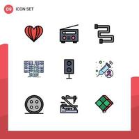 Set of 9 Modern UI Icons Symbols Signs for electronics server bathroom database centre Editable Vector Design Elements