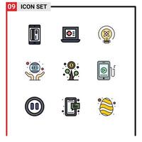 9 Creative Icons Modern Signs and Symbols of profit seo bulb marketing business Editable Vector Design Elements