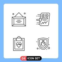 4 Line Black Icon Pack Outline Symbols for Mobile Apps isolated on white background 4 Icons Set Creative Black Icon vector background